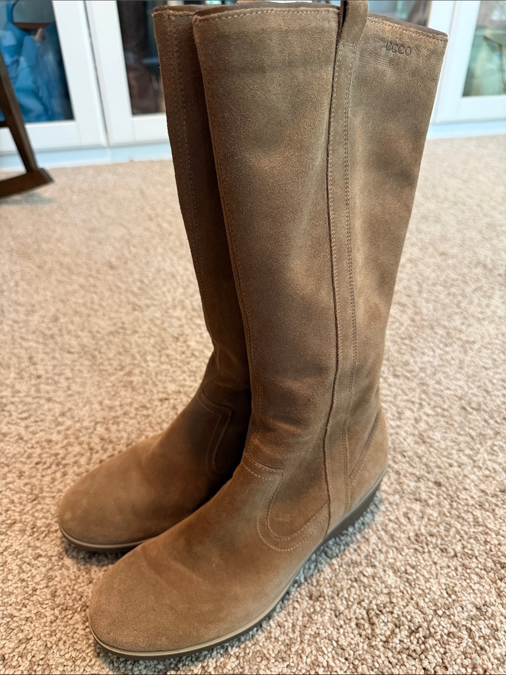 ECCO Chestnut Brown Suede Tall Riding Boots